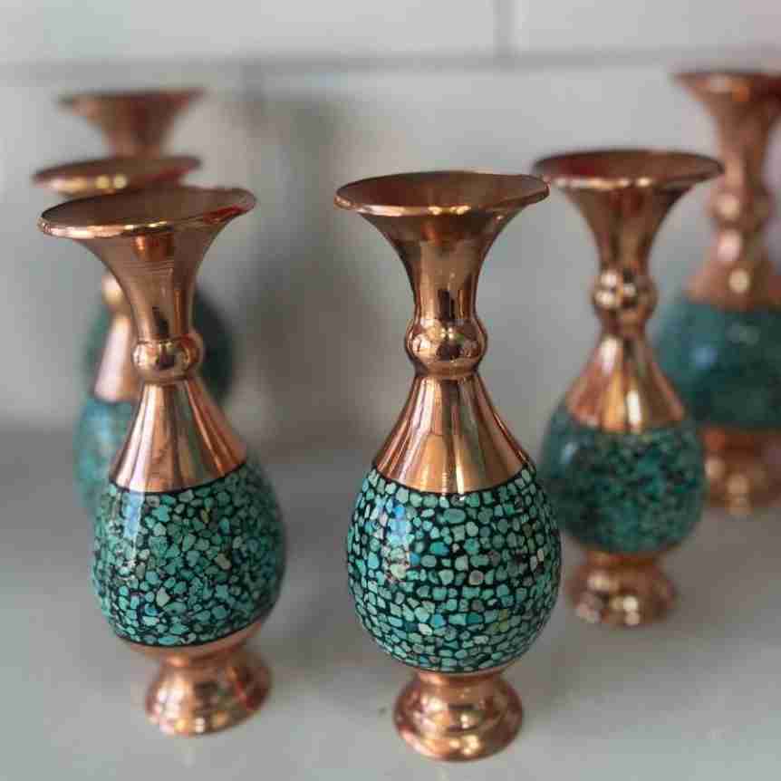 گلدان قلمی فیروزه کوب